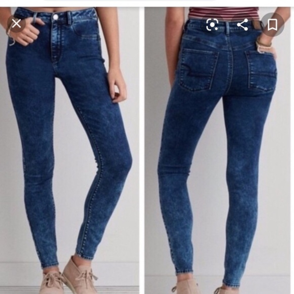 American Eagle Sky High Jegging jeans 10 acid blue